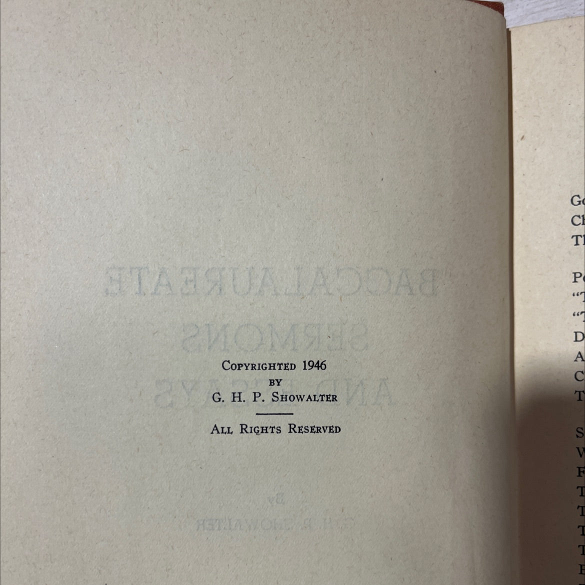 baccalaureate sermons and essays book, by g. h. p. showalter, 1946 Hardcover, Vintage image 3