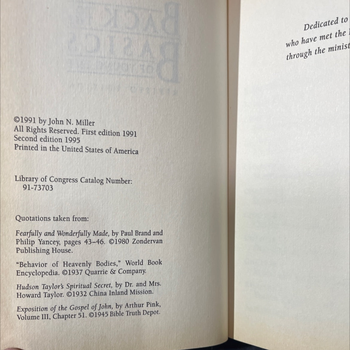 back fåe to the asics bas of young life revised edition book, by john n. miller, 1995 Hardcover image 3