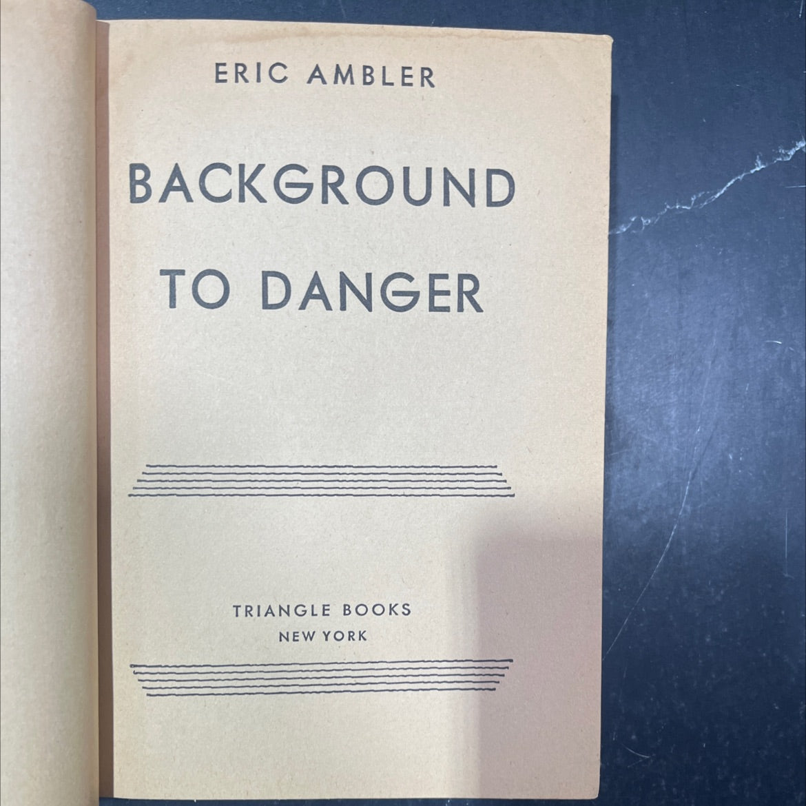 background to danger book, by eric ambler, 1943 Hardcover image 2