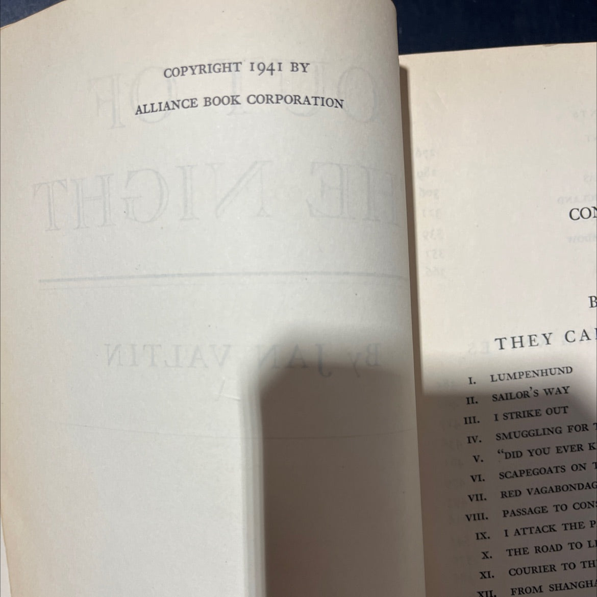 bai out of the night book, by jan valtin, 1941 Hardcover image 3