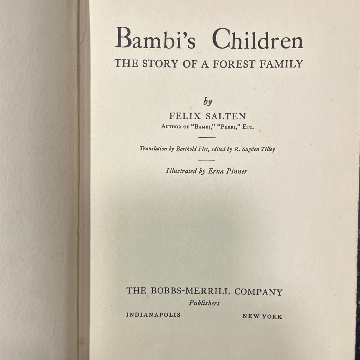 bambi's children book, by felix salten, 1939 Hardcover image 2
