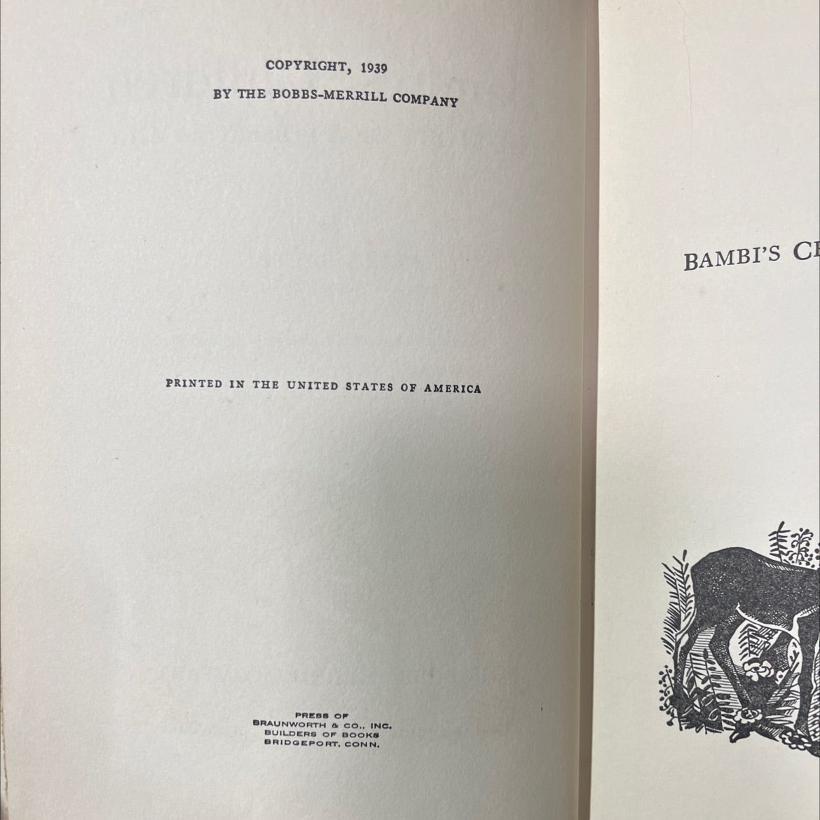 bambi's children book, by felix salten, 1939 Hardcover image 3
