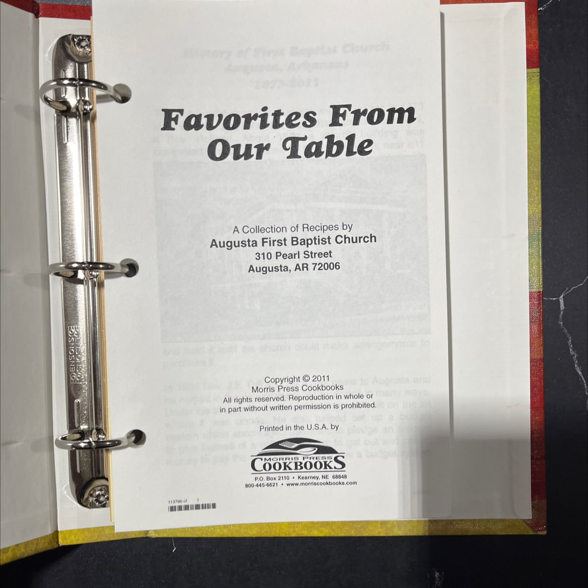bapetas cleurch favorites from our table a collection of recipes book, by augusta first baptist church, 2011 Hardcover image 2