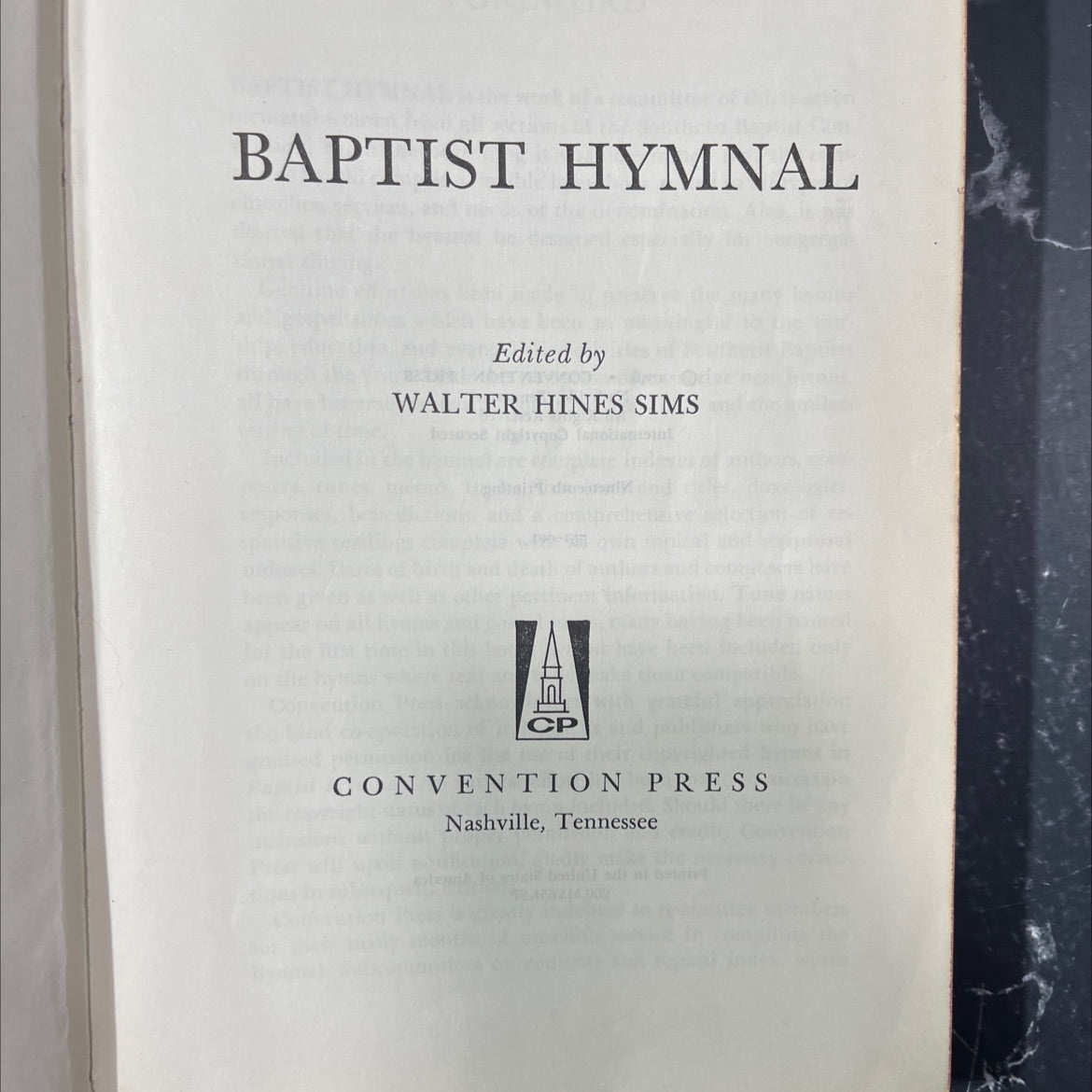 baptist hymnal book, by motivational walter hines sims, 1956 Hardcover image 2