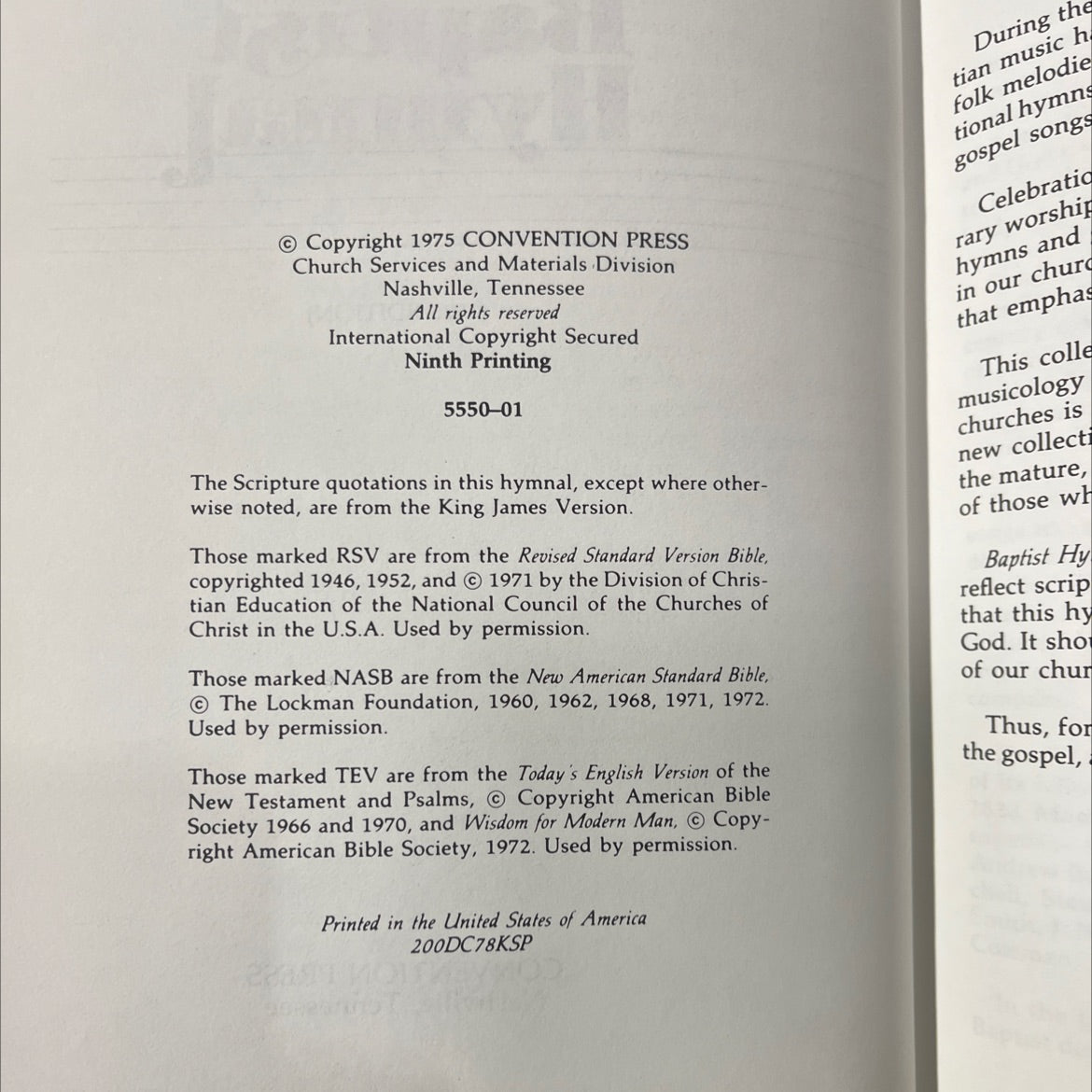 baptist hymnal book, by unknown, 1975 Hardcover image 3