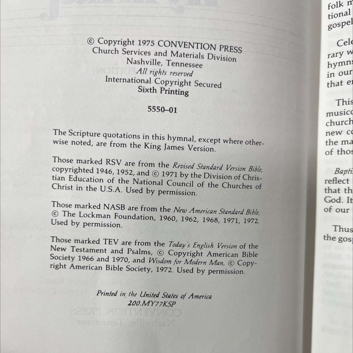 baptist hymnal book, by unknown, 1975 Hardcover image 3