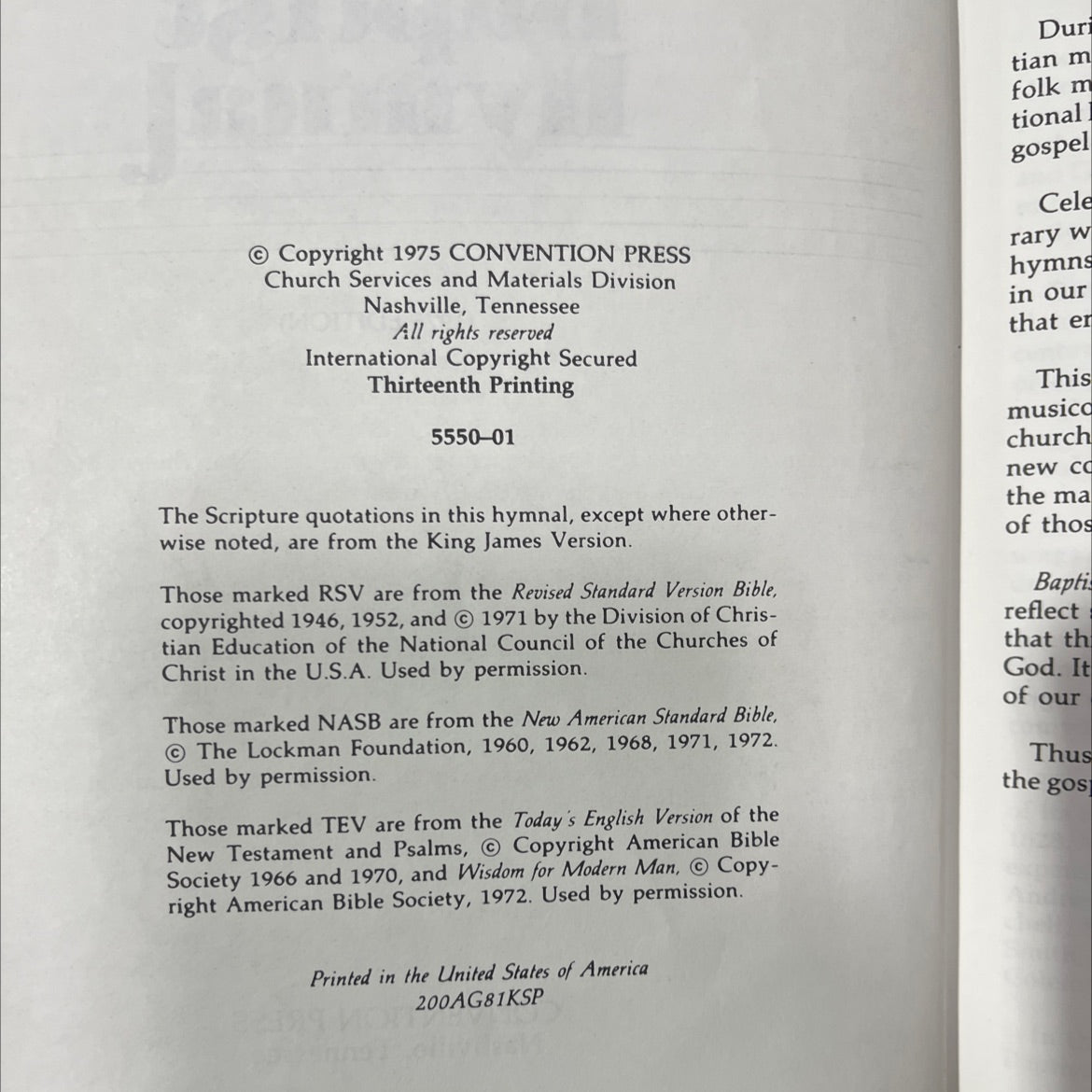 baptist hymnal book, by unknown, 1975 Hardcover image 3