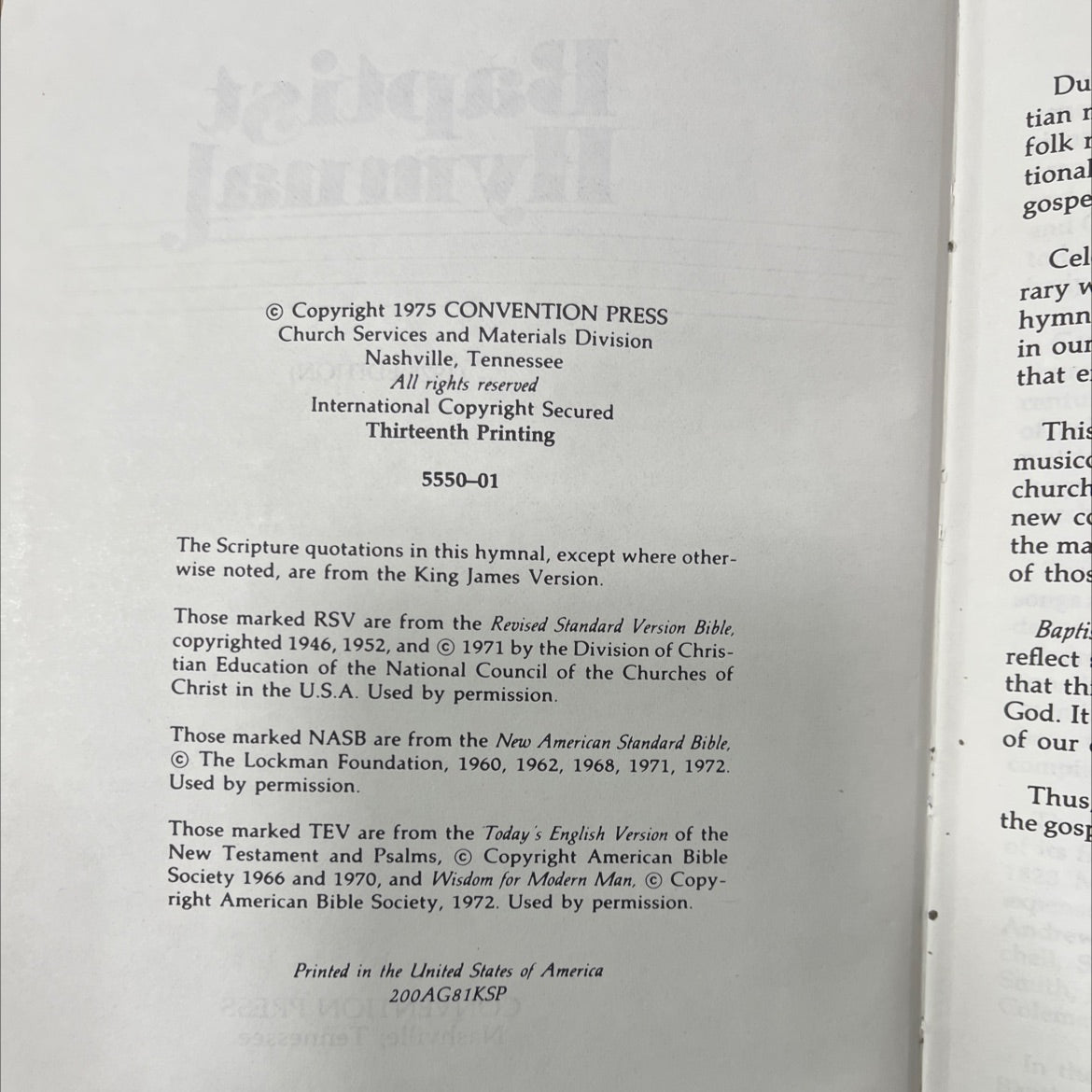 baptist hymnal book, by unknown, 1975 Hardcover image 3