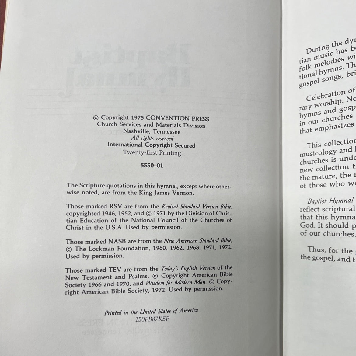 baptist hymnal book, by unknown, 1975 Hardcover image 3