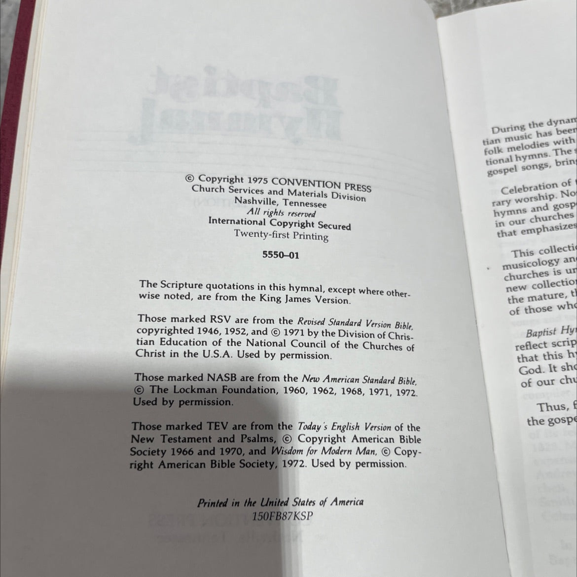 baptist hymnal book, by unknown, 1975 Hardcover image 3