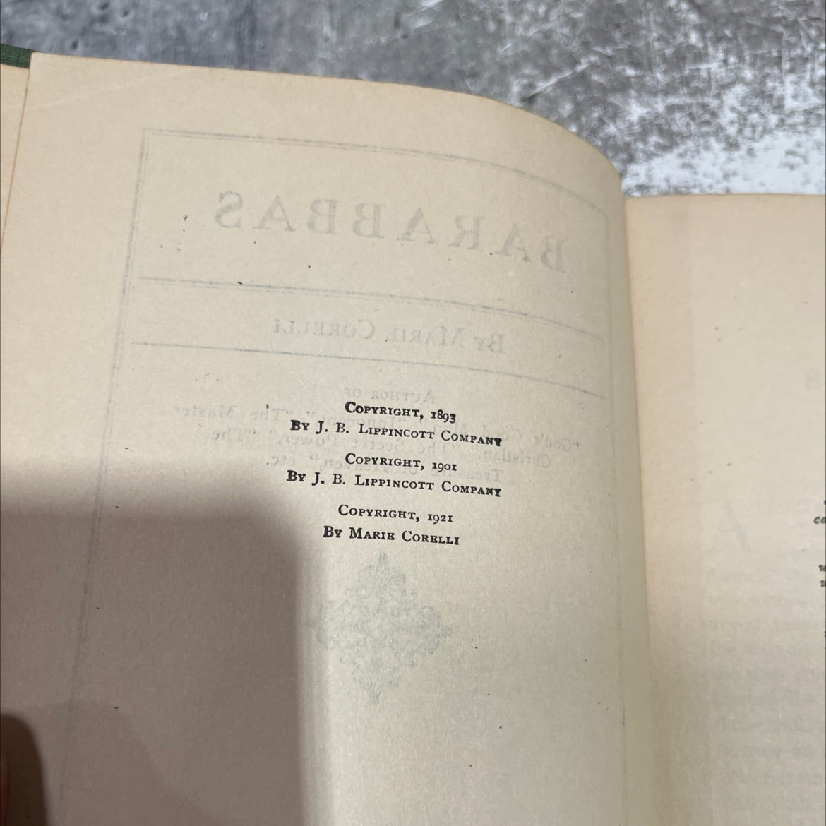 barabbas book, by marie corelli, 1921 Hardcover image 3