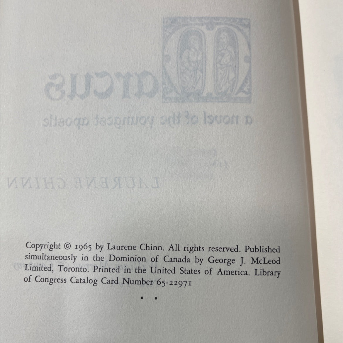 barcus a novel of the youngest apostle book, by laurene chinn, 1965 Hardcover image 3