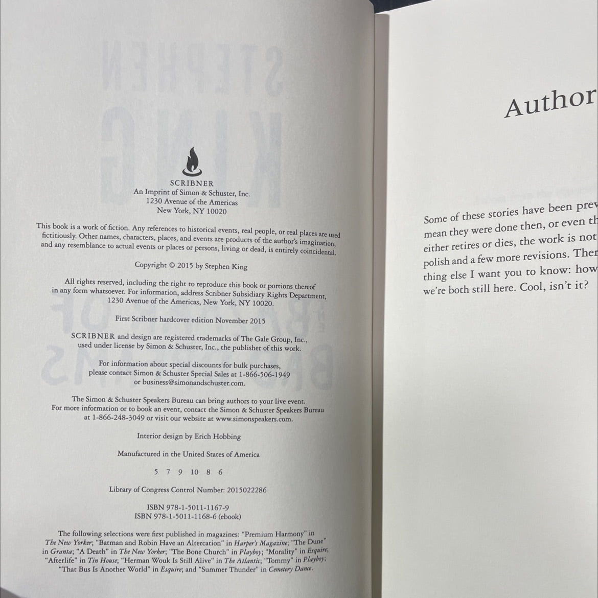 bazaar of bad dreams book, by stephen king, 2015 Hardcover image 3