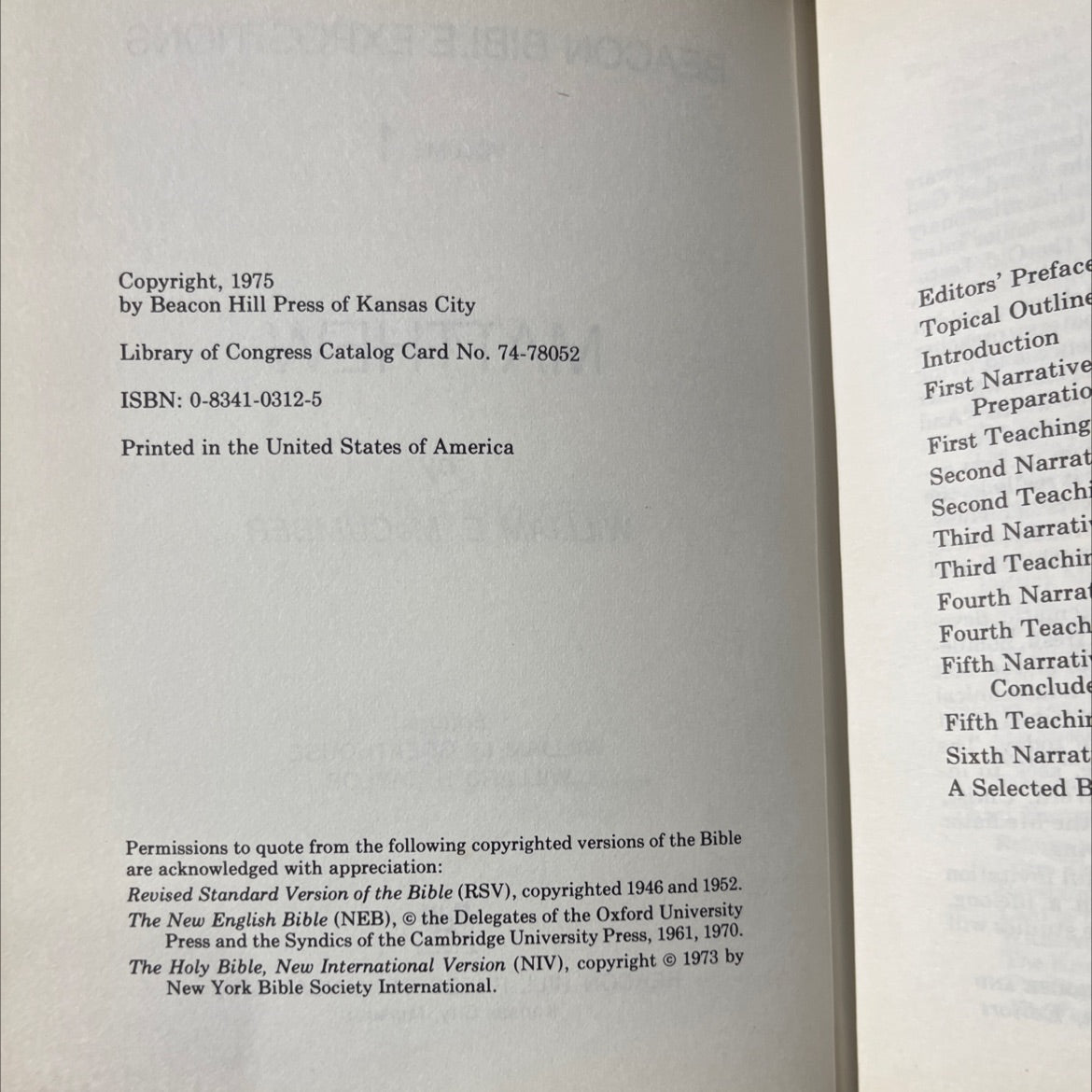 beacon bible expositions volume 1 positions matthew book, by william e. mccumber, 1975 Hardcover image 3
