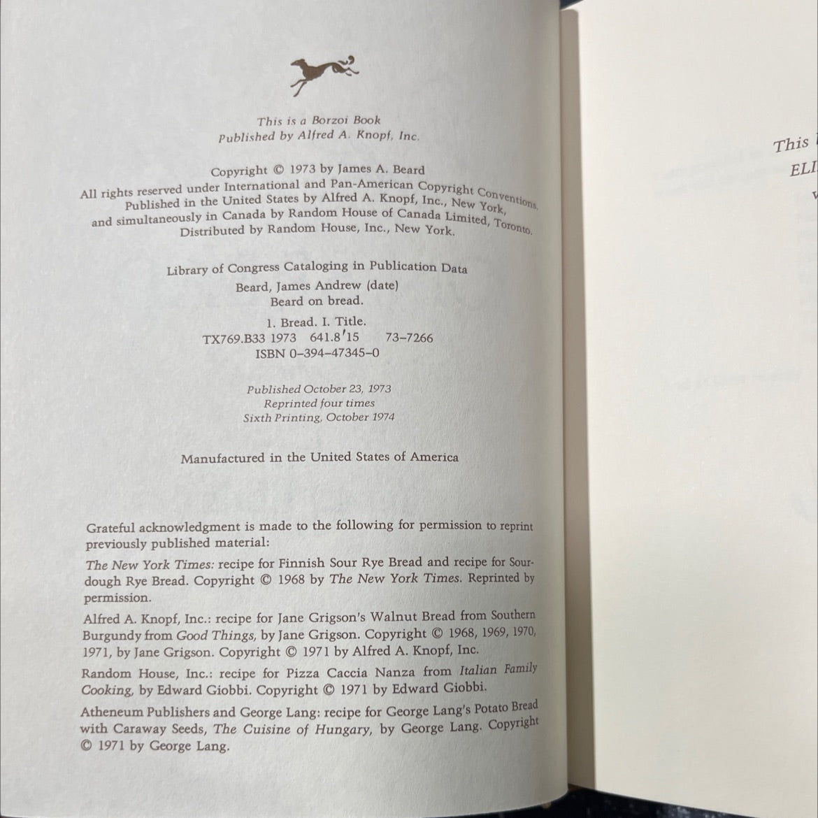 beard on bread book, by James Beard, 1973 Hardcover image 3