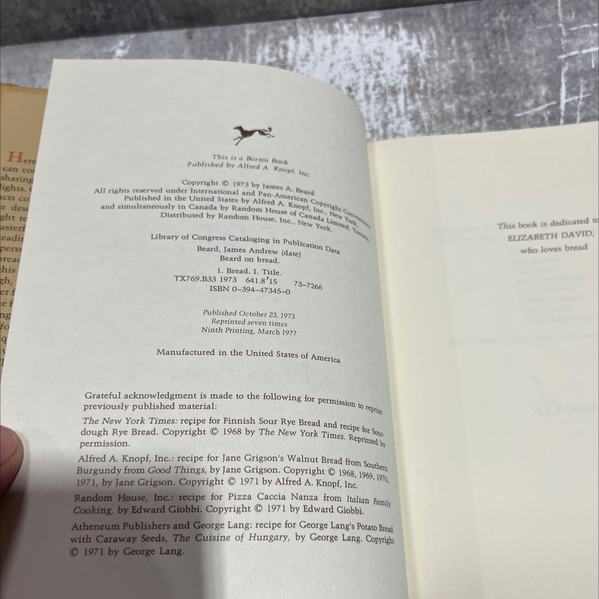 beard on bread book, by james beard, 1973 Hardcover image 3