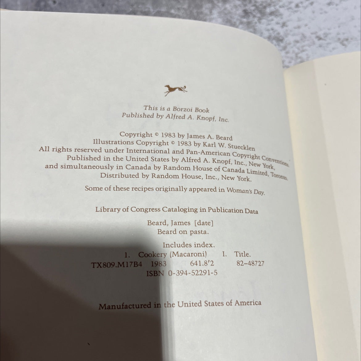 beard on pasta book, by James Beard, 1983 Hardcover image 3