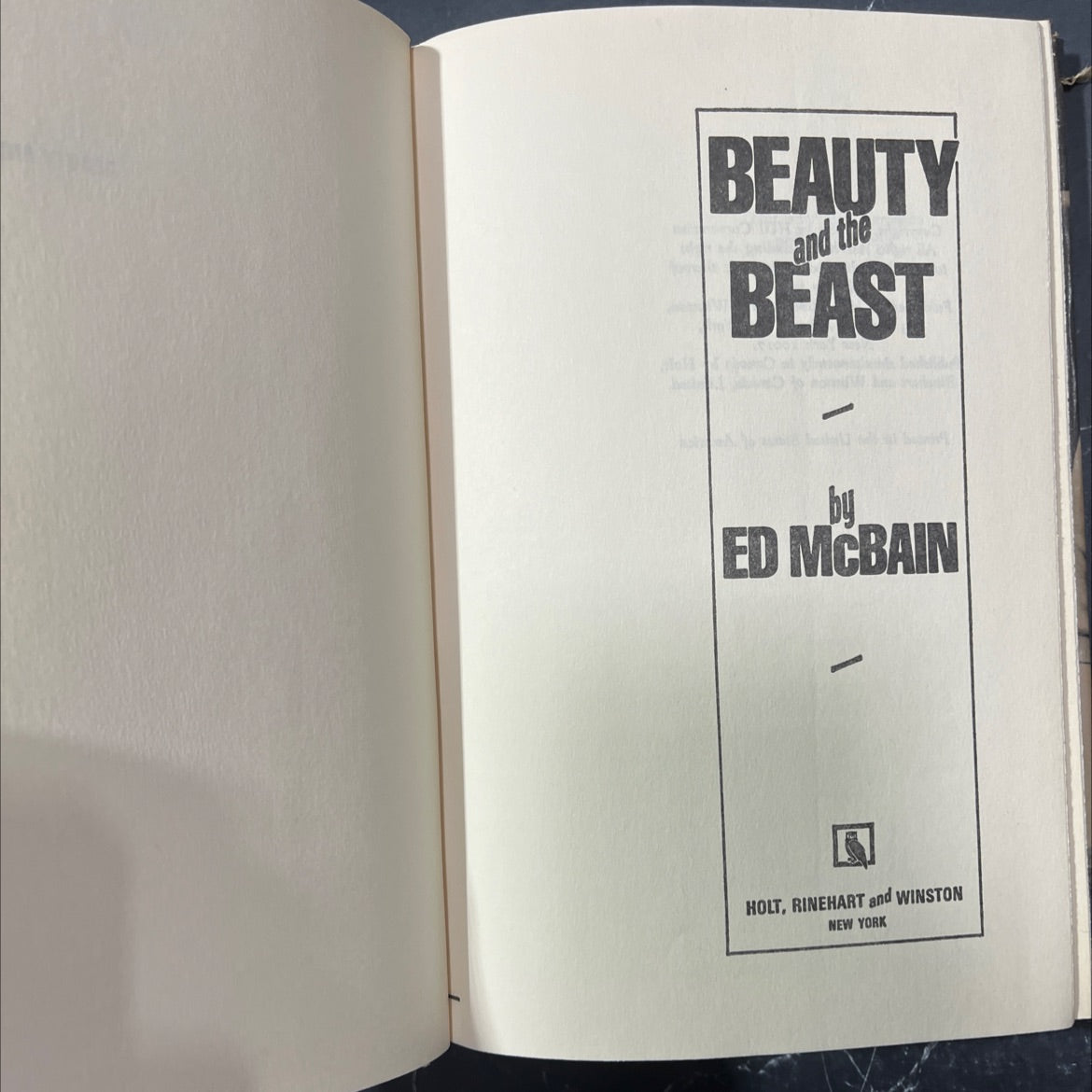 beauty and the beast book, by ed mcbain, 1982 Hardcover image 2