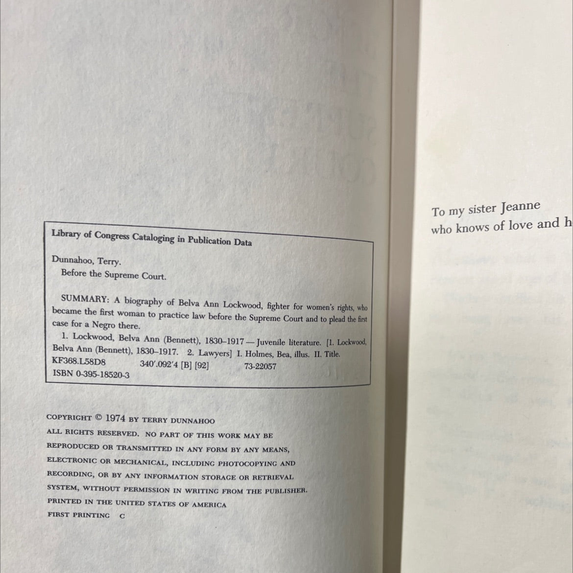 before the supreme court book, by terry dunnahoo, 1974 Hardcover image 3