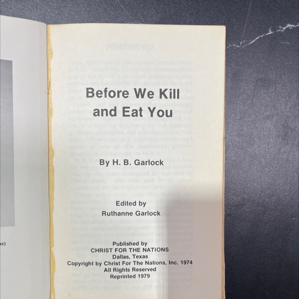 before we kill and eat you book, by H. B. Garlock, 1979 Paperback image 2