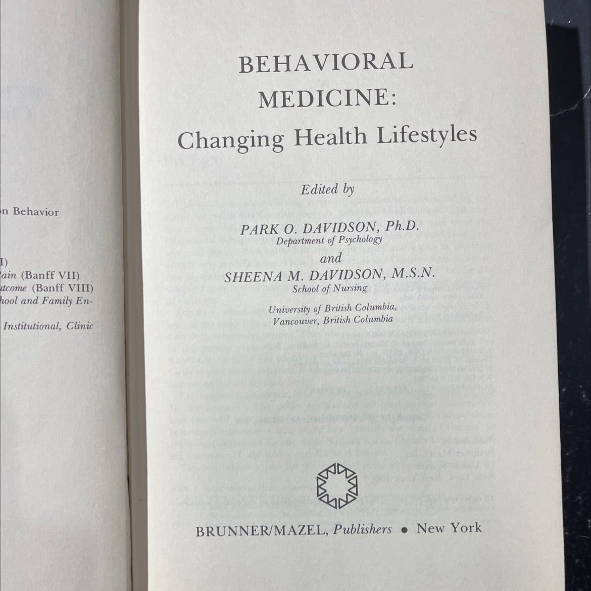 behavioral medicine: changing health lifestyles book, by park o. davidson, sheena m. davidson, 1980 Hardcover image 2