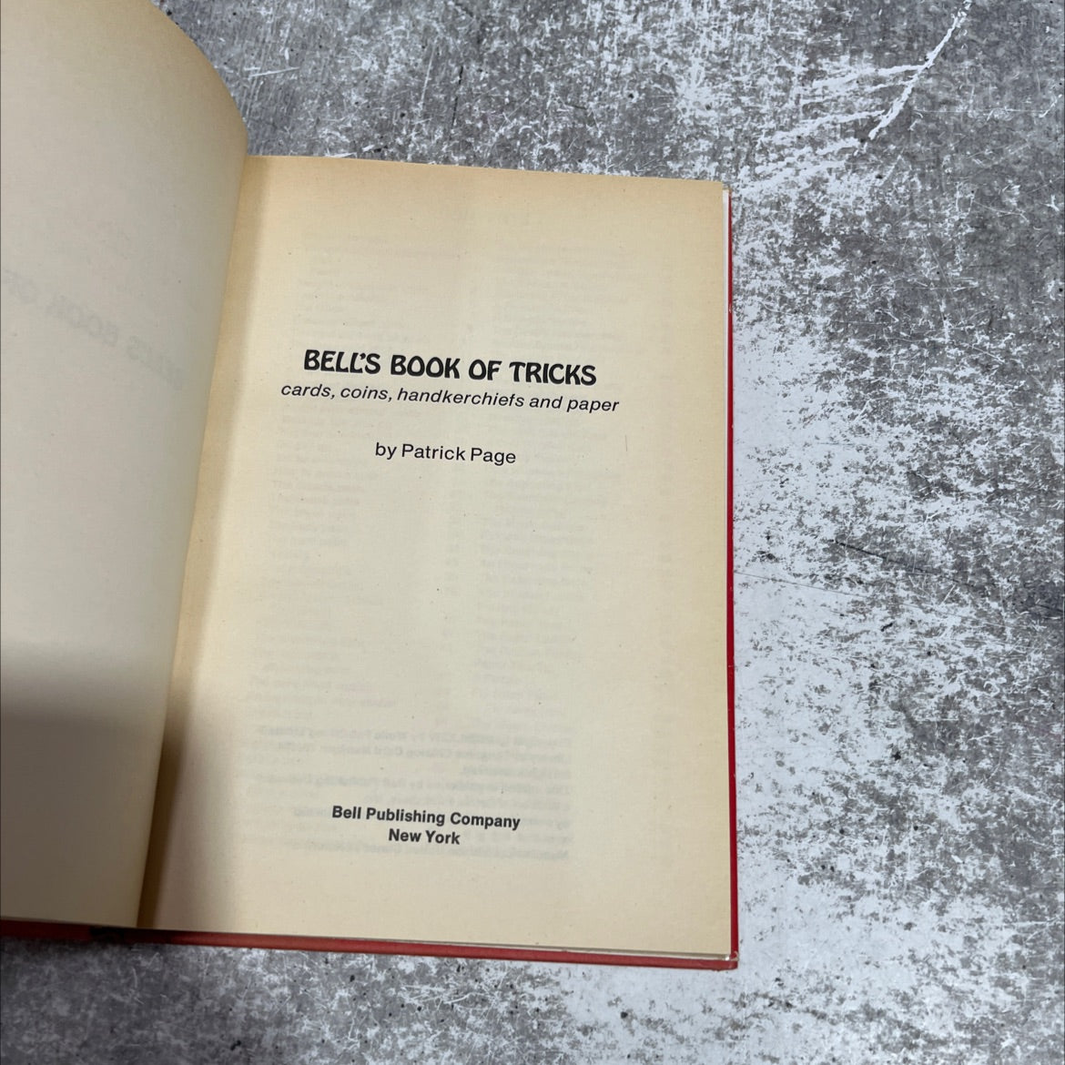 bell's book of tricks cards, coins, handkerchiefs and paper book, by Patrick Page, 1974 Hardcover image 2