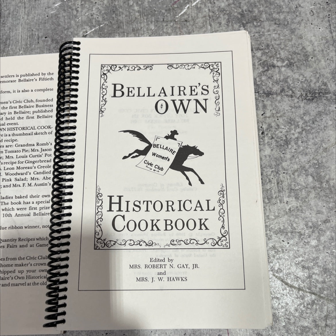 bellaire's own historical cookbook book, by mrs. robert n. gay, jr. and mrs. j. w. hawks, 1969 Paperback image 2