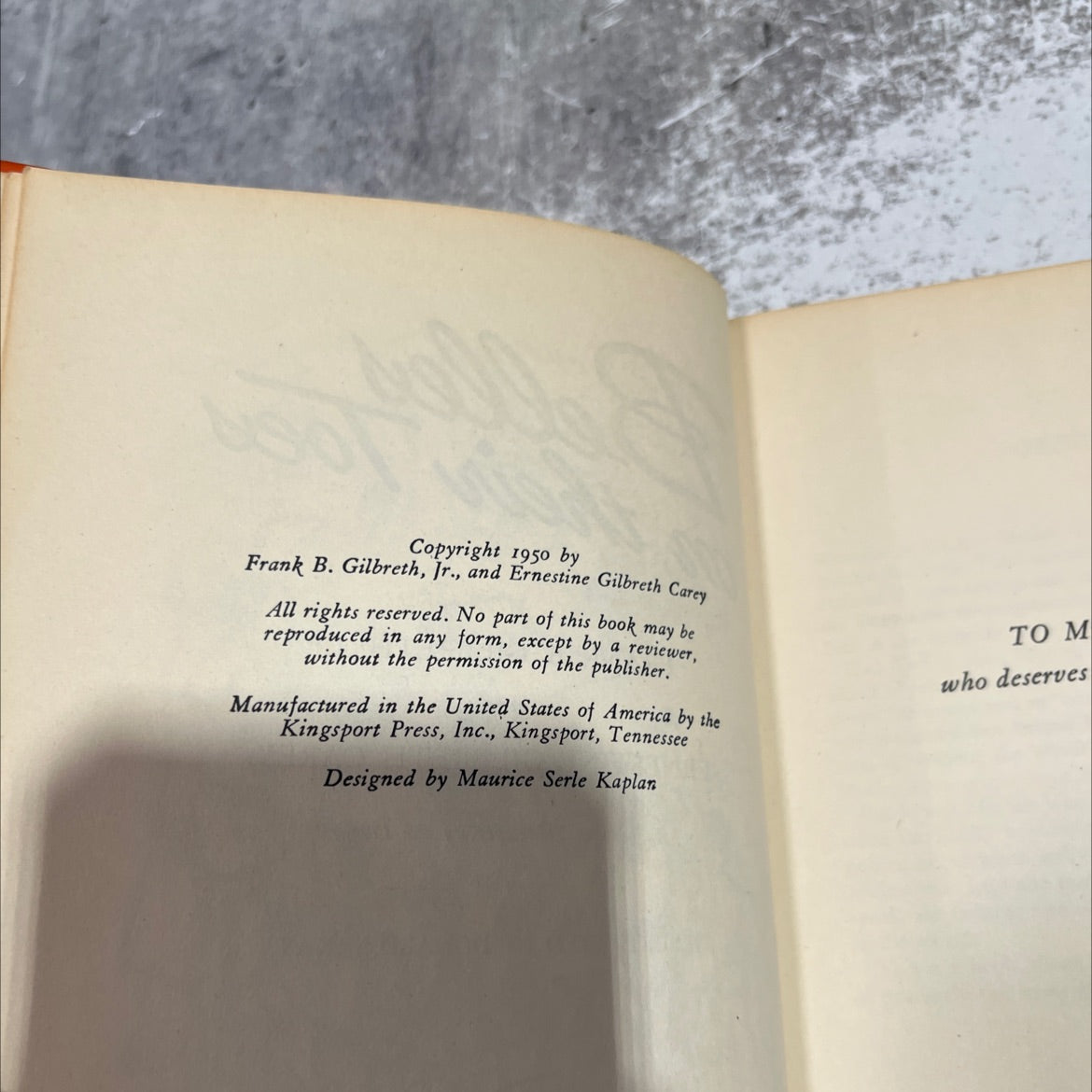 belleses on their toes book, by frank b. gilbreth, jr. and ernestine gilbreth carey, 1950 Hardcover image 3