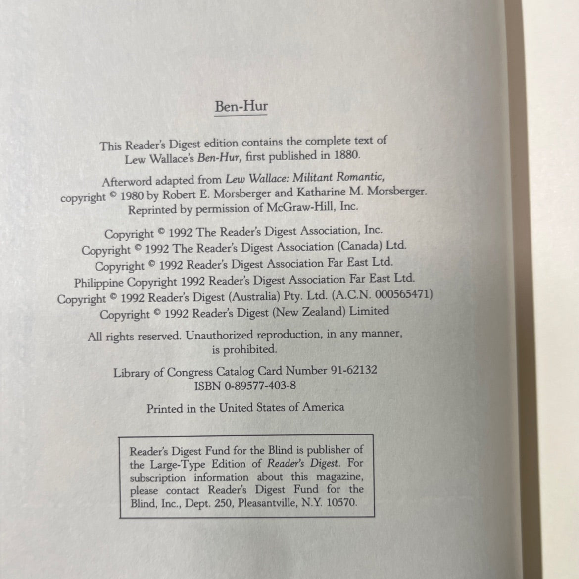 ben hur a tale of the christ book, by Lew Wallace, 1992 Hardcover image 3