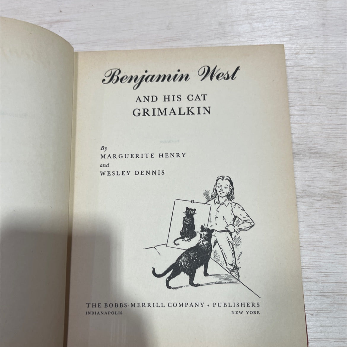 benjamin west and his cat grimalkin book, by marguerite henry and wesley dennis, 1947 Hardcover image 2