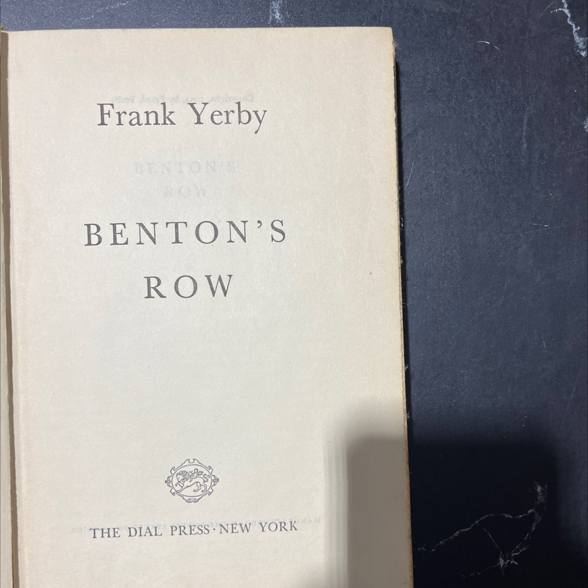 benton's row book, by Frank Yerby, 1954 Hardcover image 2