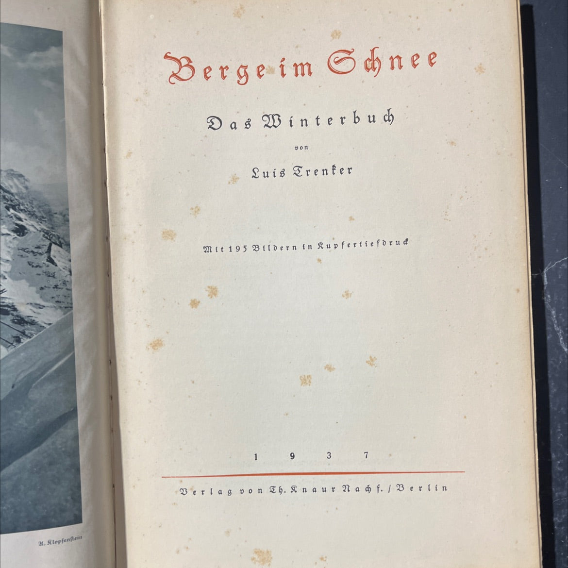 berge im schnee das winterbuch book, by don luis trenter, 1937 Hardcover image 2