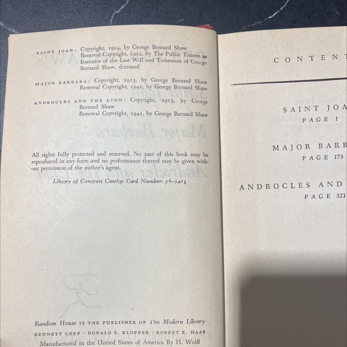 bernard shaw's saint joan major barbara androcles and the lion book, by george bernard shaw, 1952 Hardcover image 3