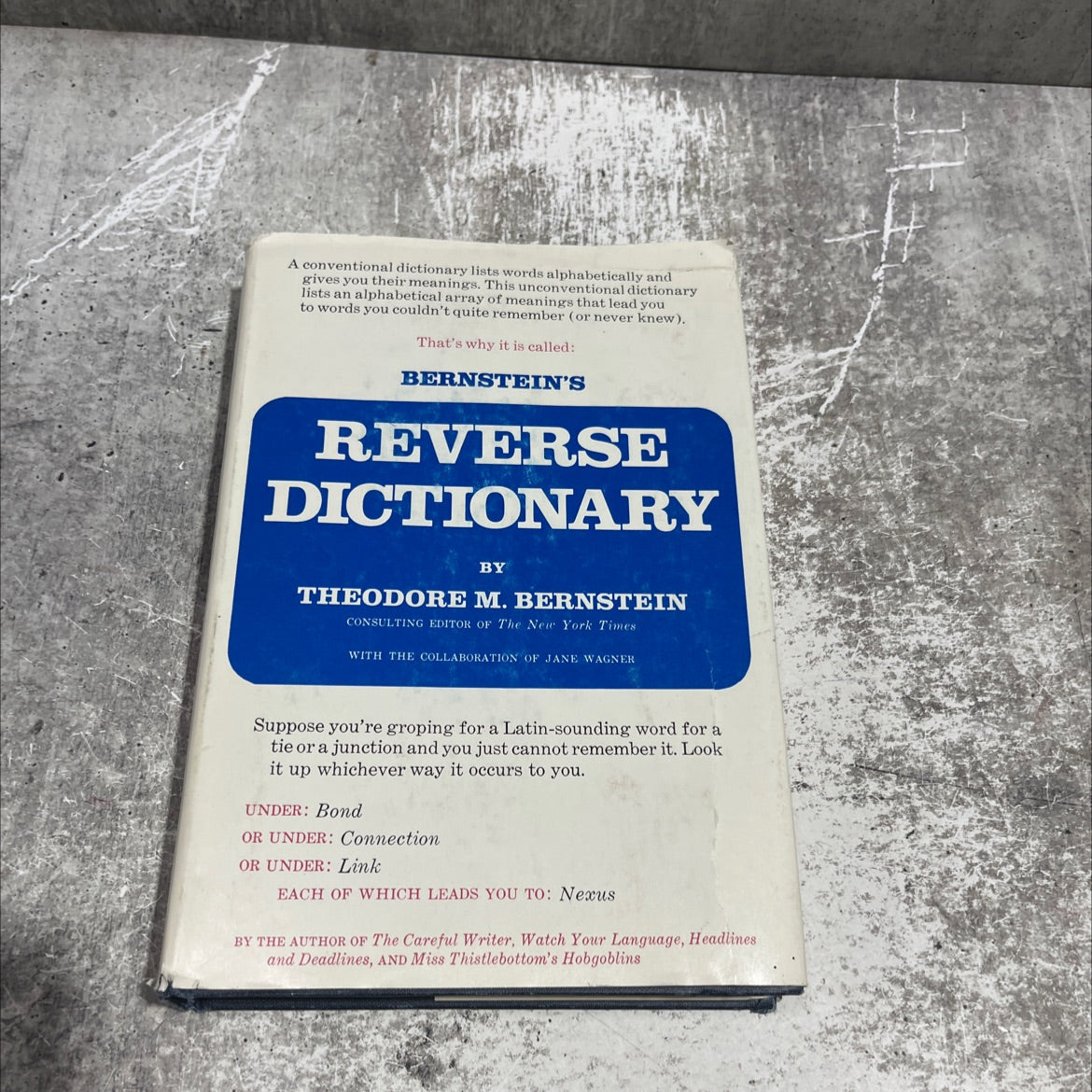 bernstein's reverse dictionary book, by theodore m. bernstein, 1975 Hardcover image 1