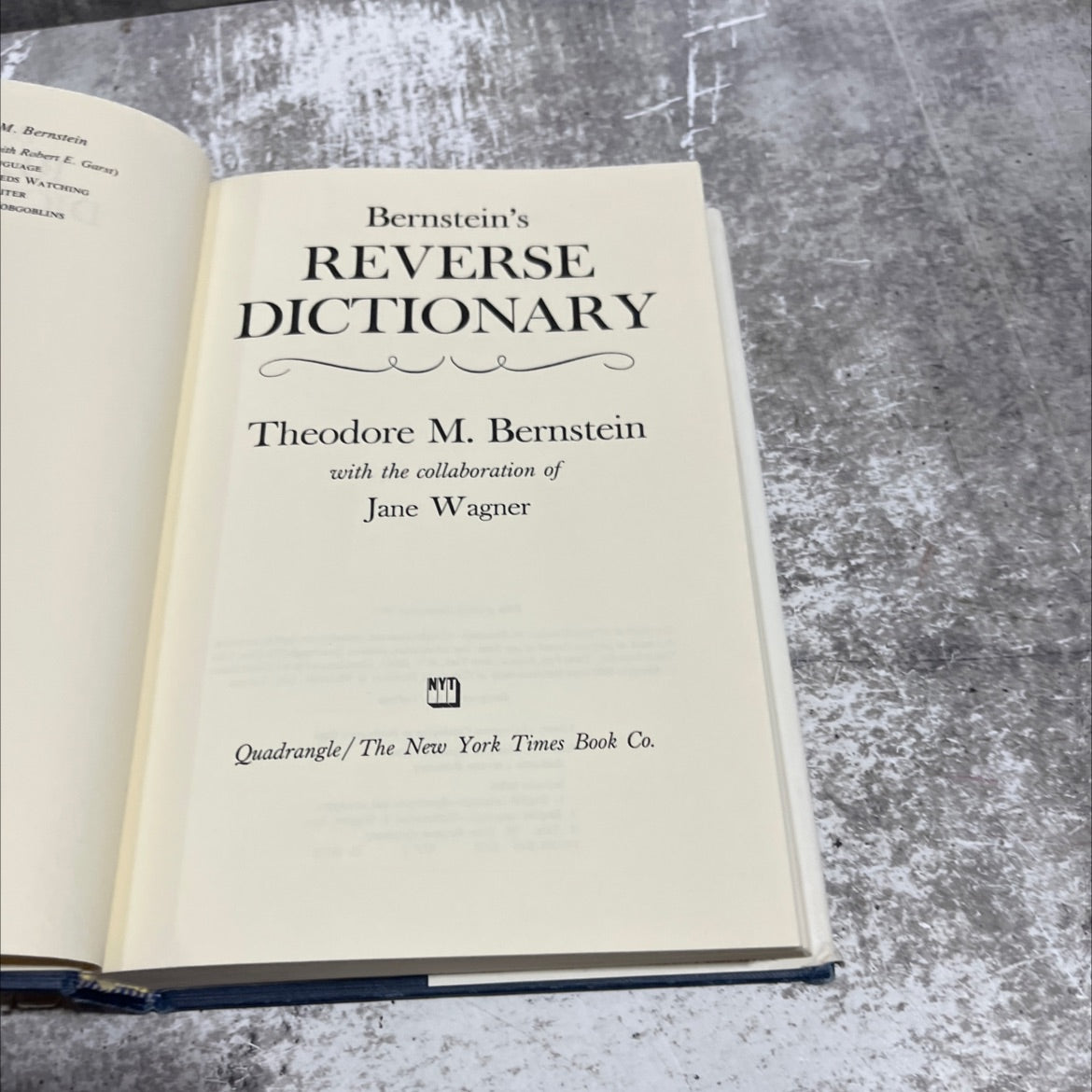 bernstein's reverse dictionary book, by theodore m. bernstein, 1975 Hardcover image 2