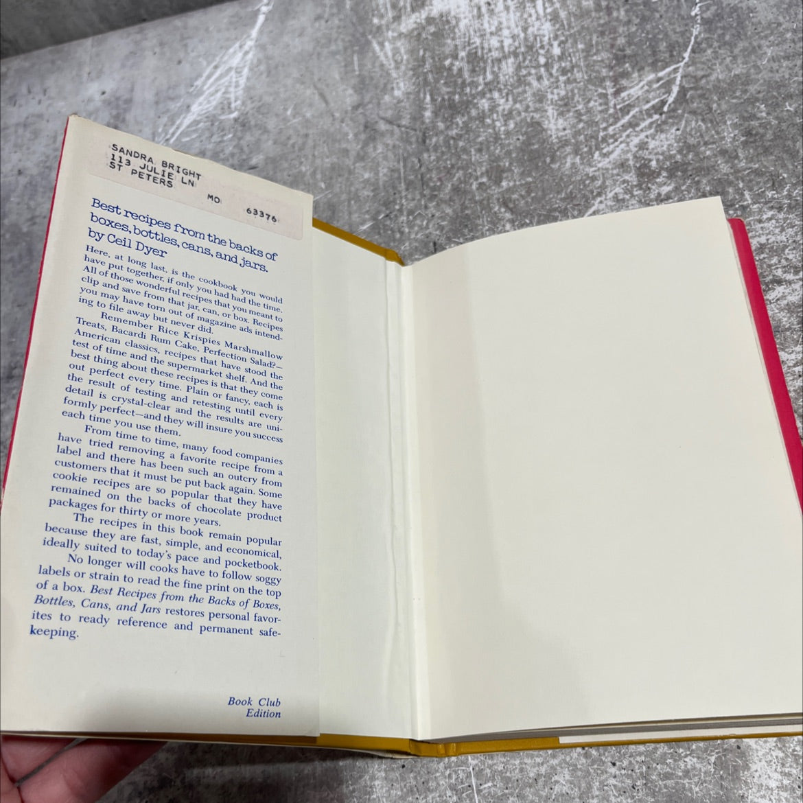 best recipes from the backs of boxes, bottles, cans and jars book, by Ceil Dyer, 1979 Hardcover image 4