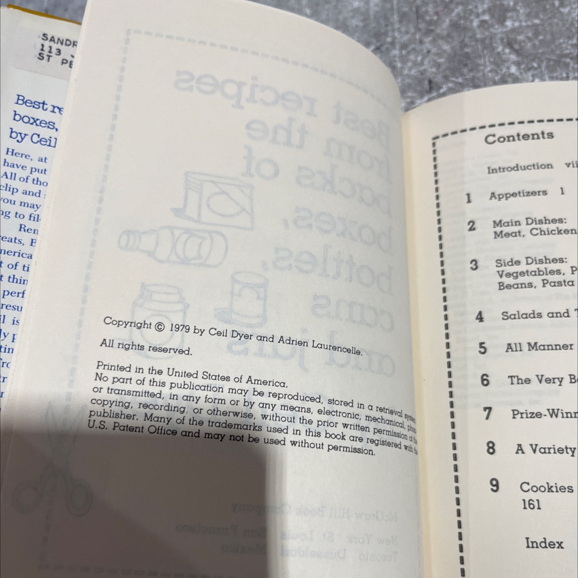 best recipes from the backs of boxes, bottles, cans and jars book, by Ceil Dyer, 1979 Hardcover image 3