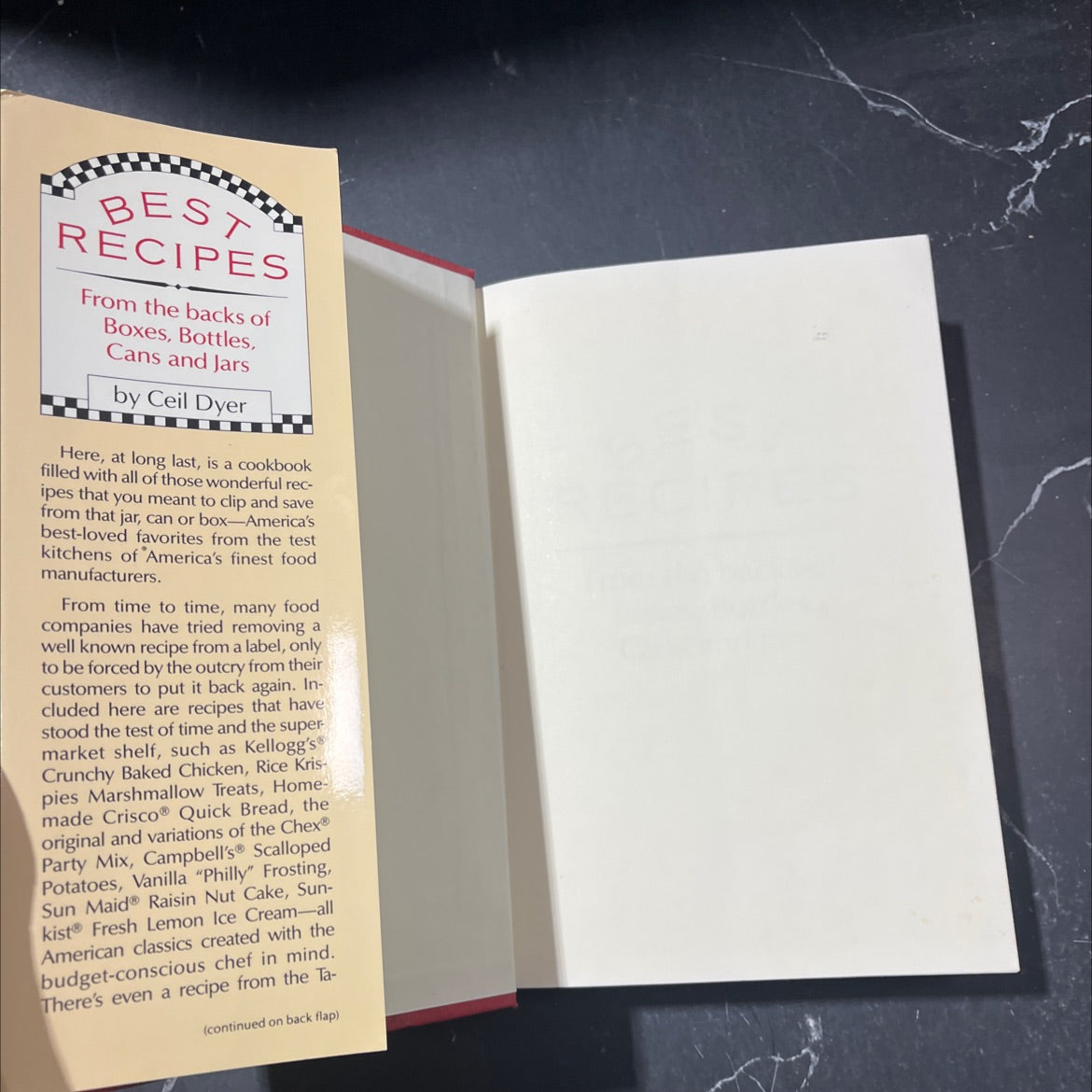 best recipes from the backs of boxes, bottles, cans and jars book, by Ceil Dyer, 1989 Hardcover image 4