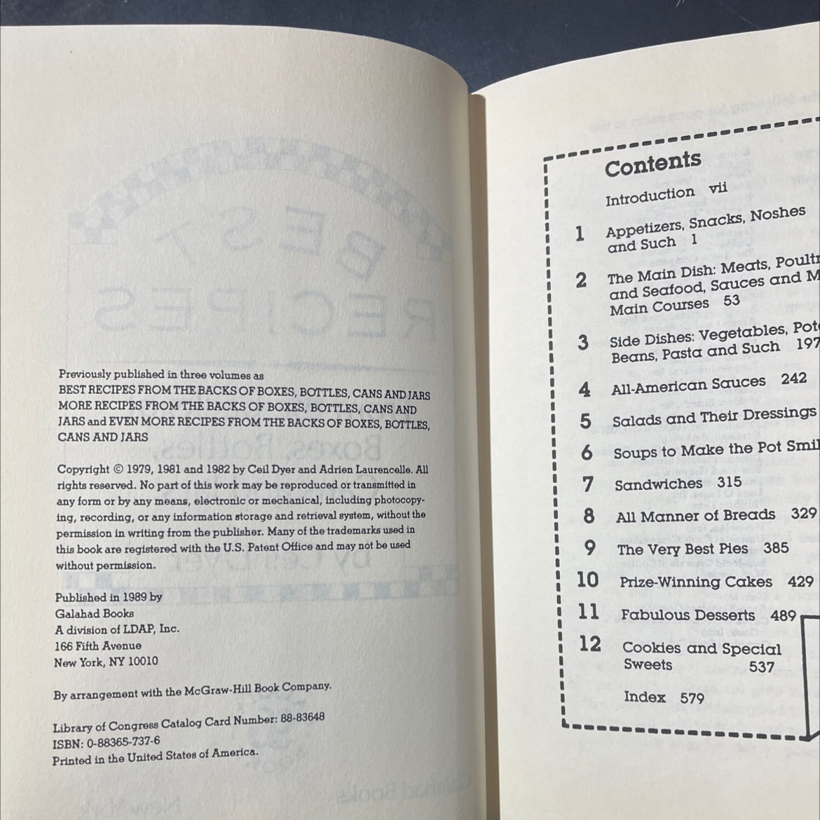 best recipes from the backs of boxes, bottles, cans and jars book, by Ceil Dyer, 1989 Hardcover image 3