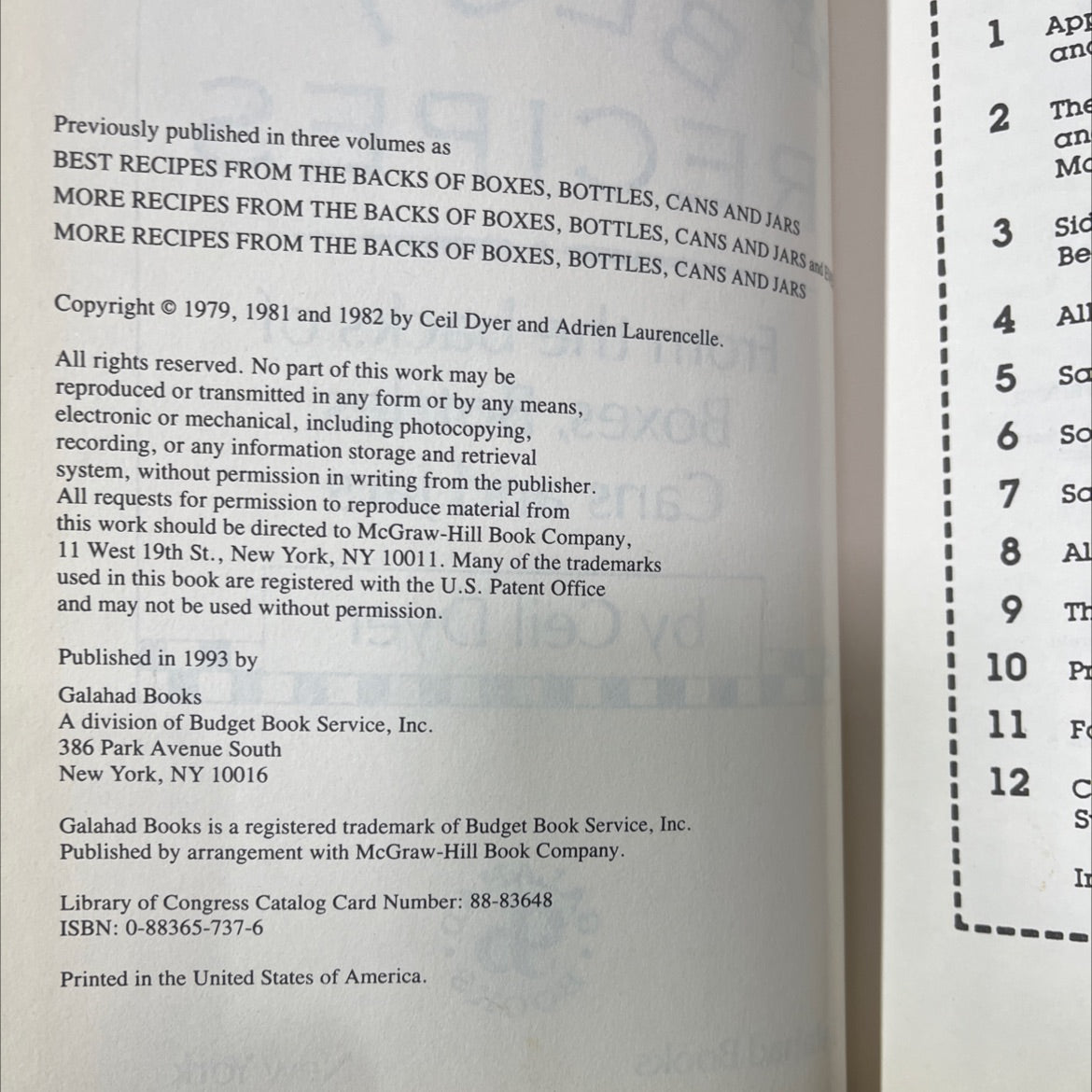 best recipes from the backs of boxes, bottles, cans and jars book, by Ceil Dyer, 1993 Hardcover image 3