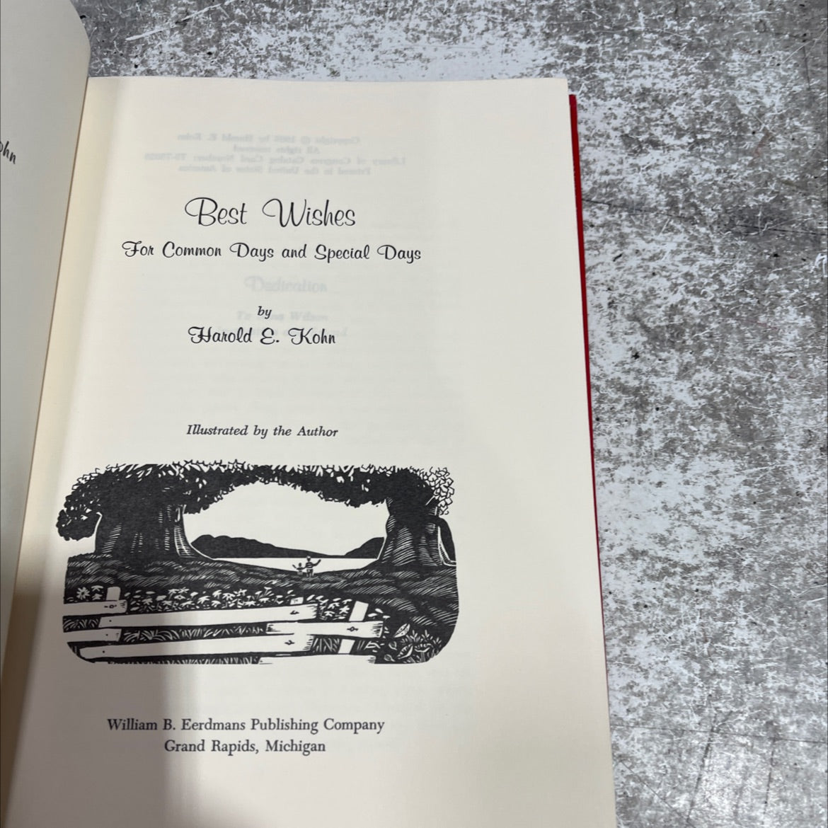 best wishes for common days and special days book, by harold e. kohn, 1969 Hardcover image 2