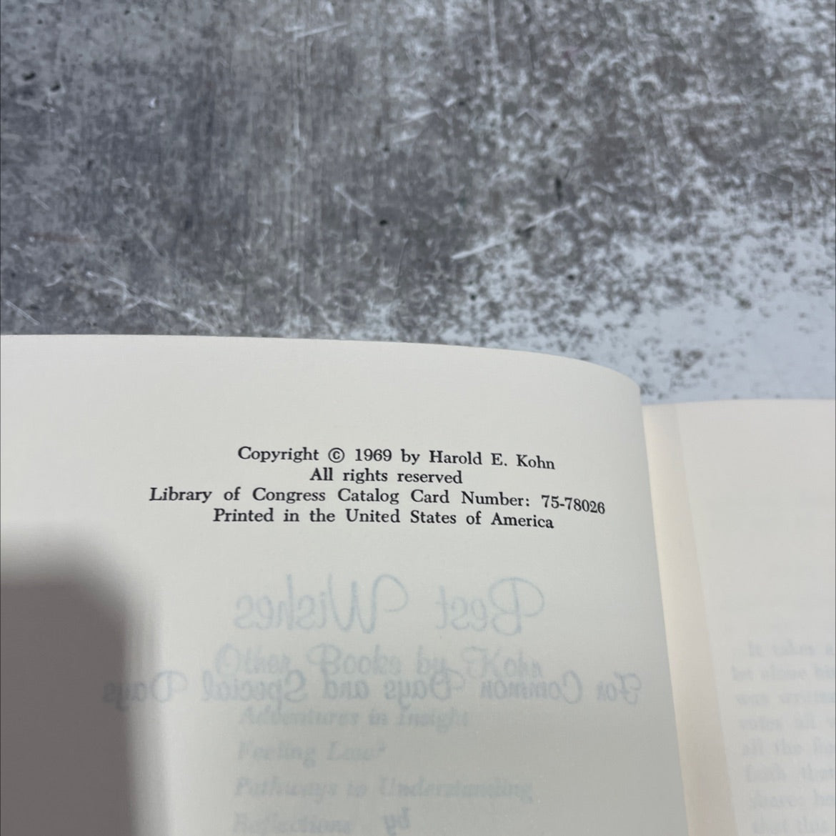 best wishes for common days and special days book, by harold e. kohn, 1969 Hardcover image 3