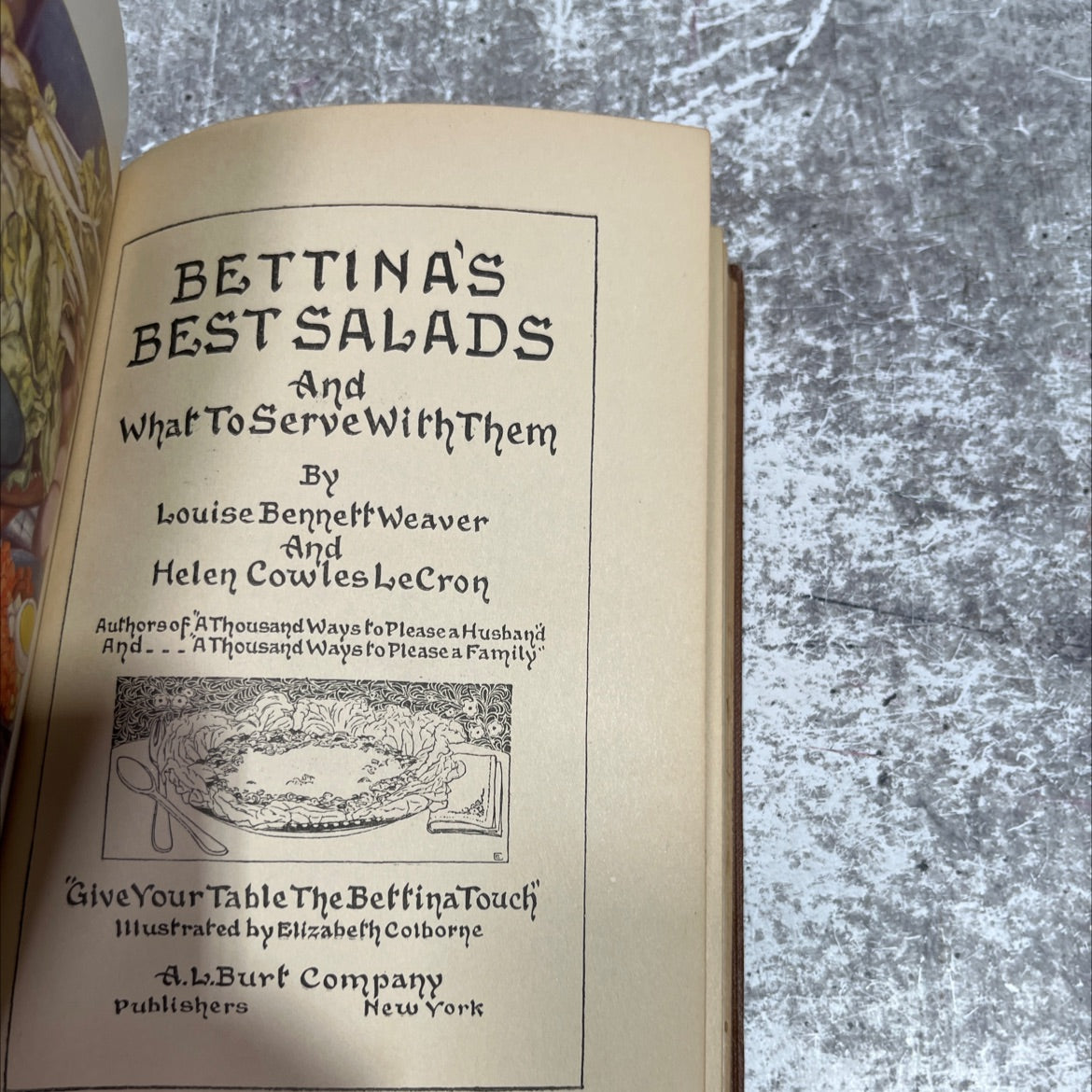 bettina's best salads and what to serve with them book, by louise bennettweaver and helen cowles lecron, 1923 Hardcover image 2