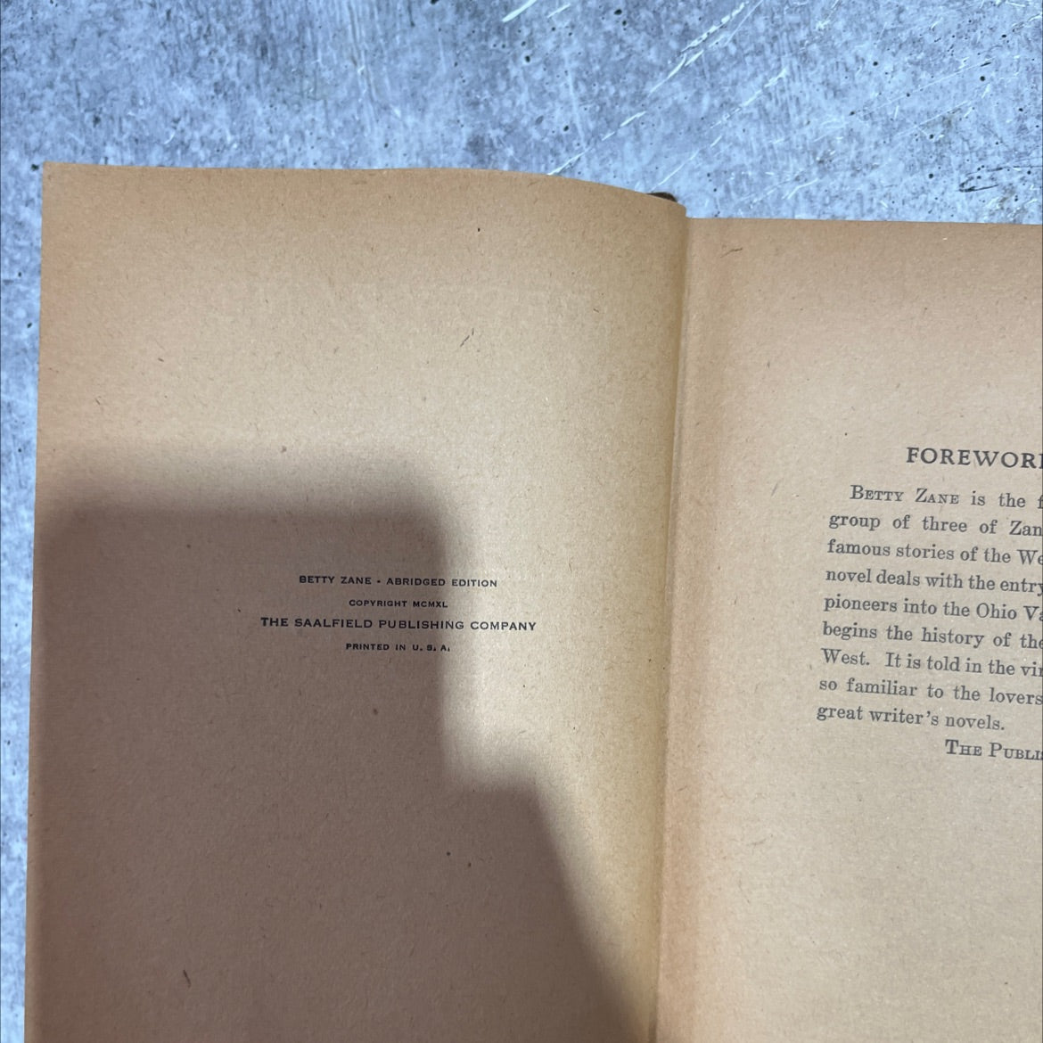 betty zane book, by zane grey, 1940 Hardcover image 3