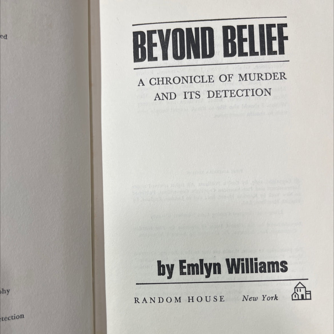 beyond belief a chronicle of murder and its detection book, by Emlyn Williams, 1970 Hardcover image 2