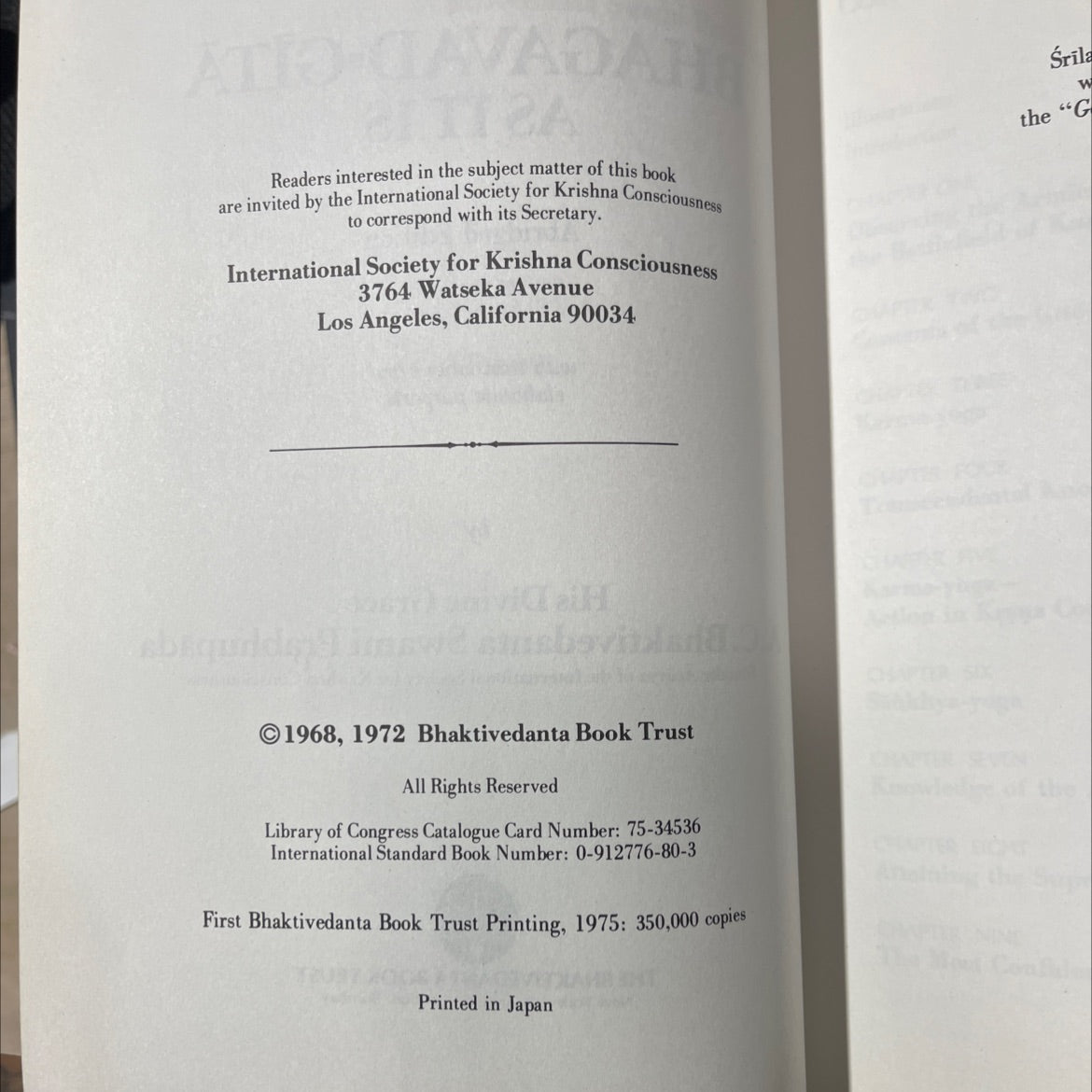 bhagavad-gītā as it is book, by A.C. Bhaktivedanta Swami Prabhupada, 1972 Hardcover image 3
