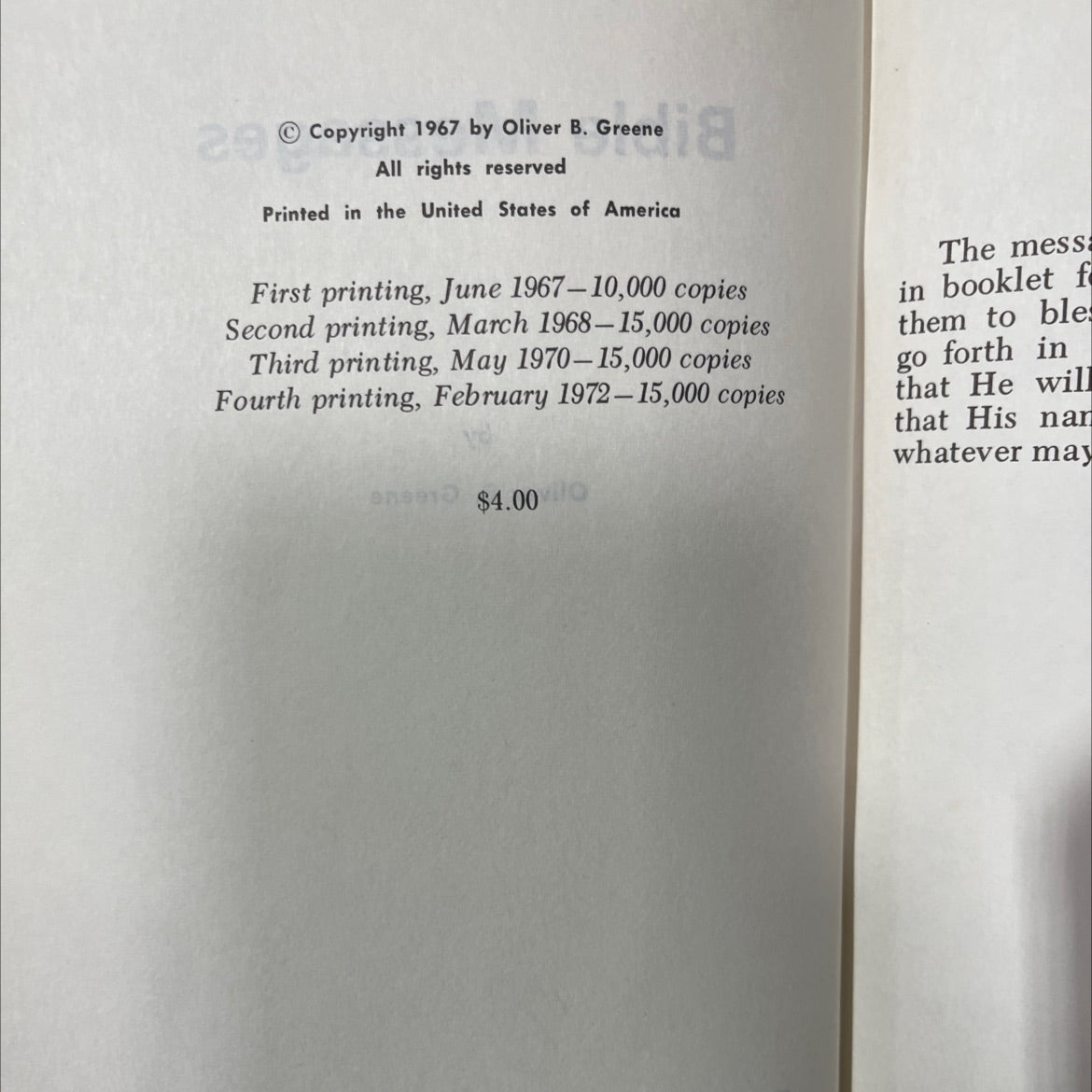 bible messages book, by oliver b. greene, 1970 Hardcover image 3