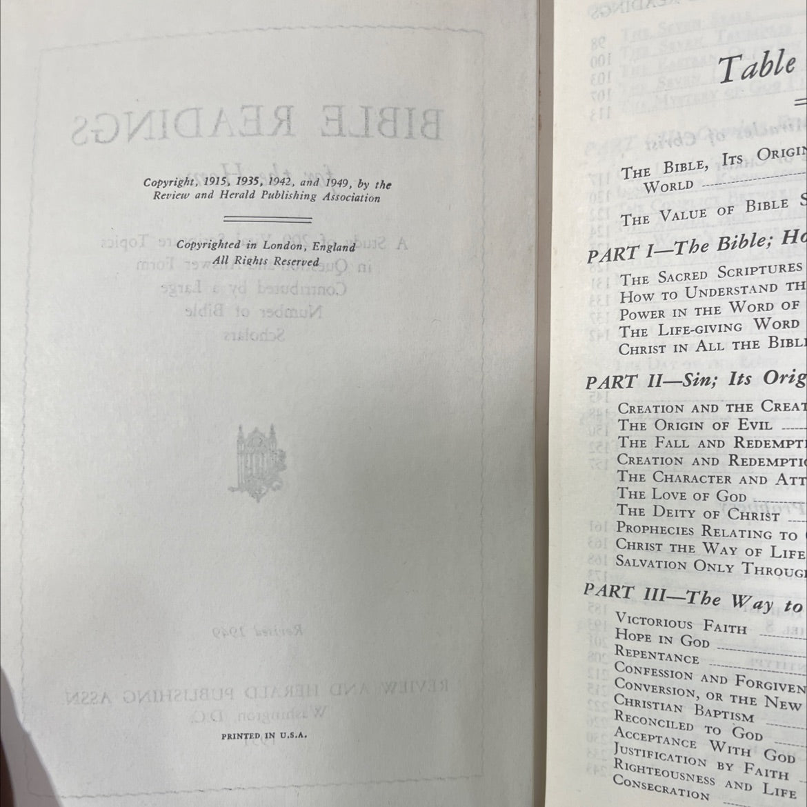 bible readings for the home a study of 200 vital scripture topics in question-and-answer form book, by unknown, 1951 image 3
