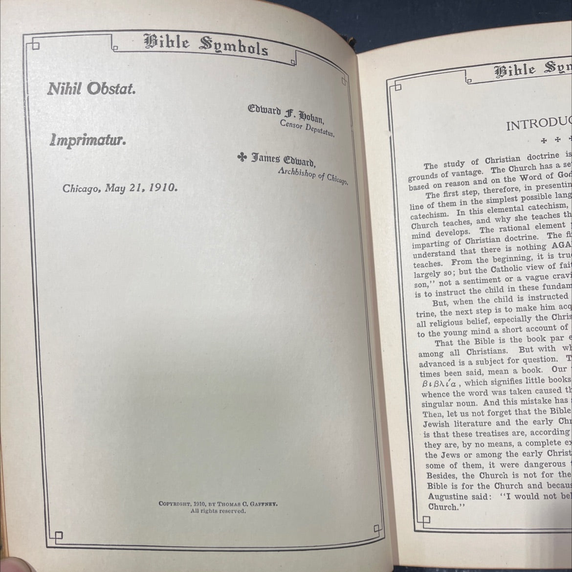 bible symbols book, by rev. thomas c. gaffney, 1910 Leather image 3