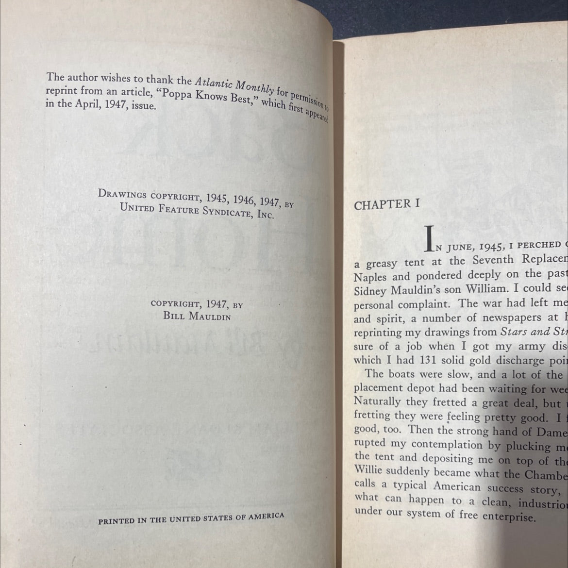 bill mauldin back home book, by Bill Mauldin, 1947 Hardcover image 3
